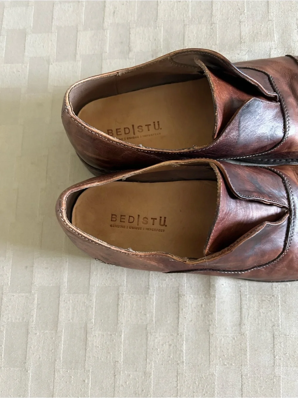 Bed Stu Thorn Cap Toe Laceless Slip On Leather Cobbler Oxfords